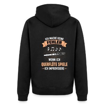 Querflöte Spiele Keine Fehler Improvisiere - Unisex Premium Bio Zip Hoodie - Schwarz - Hinten - Nico (187cm)