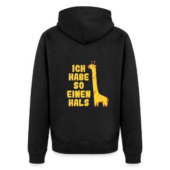 Ich Habe So Einen Hals Giraffen Tier Wortspiel - Unisex Premium Bio Zip Hoodie - Schwarz - Hinten - Nico (187cm)