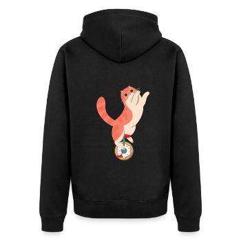 Katzen Donut Einrad Gebäck Doughnut Fahrradfahrer - Unisex Premium Bio Zip Hoodie - Schwarz - Hinten - Nico (187cm)