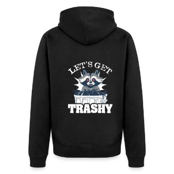 Let's Get Trashy Raccoon Loves Garbage Can - Unisex Premium Organic Zip Hoodie - black - Back - Nico (187cm)