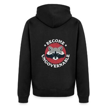 Raccoon Retro devient ingouvernable - Veste à capuche bio Premium Unisexe - noir - Dos - Nico (187cm)