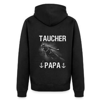 Apnoetaucher Freitaucher Scuba Taucher Papa - Unisex Premium Bio Zip Hoodie - Schwarz - Hinten - Nico (187cm)