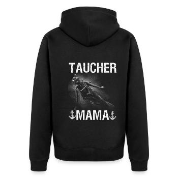 Apnoetaucher Freitaucher Scuba Taucher Mama - Unisex Premium Bio Zip Hoodie - Schwarz - Hinten - Nico (187cm)