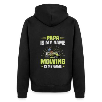 Tondeuse à gazon Tracteur Papa Nom Jeu de tonte - Veste à capuche bio Premium Unisexe - noir - Dos - Nico (187cm)