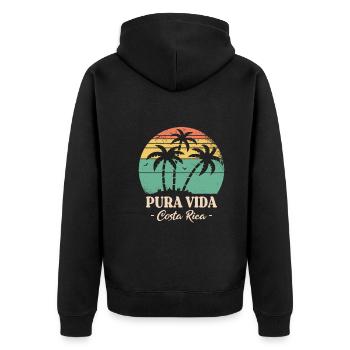 Pura Vida Costa Rica Rétro Coucher de Soleil Palmiers - Veste à capuche bio Premium Unisexe - noir - Dos - Nico (187cm)