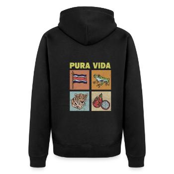 Pura Vida Costa Rica FlagTropical Frog - Veste à capuche bio Premium Unisexe - noir - Dos - Nico (187cm)