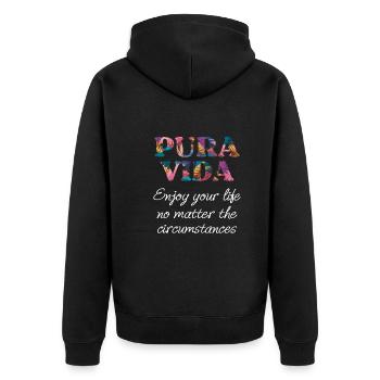 Pura Vida Coloré Costa Rica Dicton - Veste à capuche bio Premium Unisexe - noir - Dos - Nico (187cm)