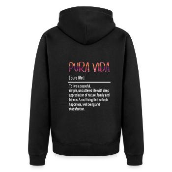 Pura Vida Définition Bonheur & Vie Simple - Veste à capuche bio Premium Unisexe - noir - Dos - Nico (187cm)