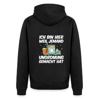 Haushaltshilfe Putzkraft Jemand Unordnung Gemacht - Unisex Premium Bio Zip Hoodie - Schwarz - Hinten - Nico (187cm)