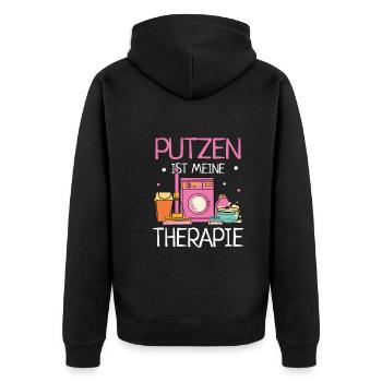Putzen Meine Therapie Haushalt Reinigungskraft - Unisex Premium Bio Zip Hoodie - Schwarz - Hinten - Nico (187cm)
