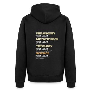 Philosophie Métaphysique Théologie Science Chat noir - Veste à capuche bio Premium Unisexe - noir - Dos - Nico (187cm)