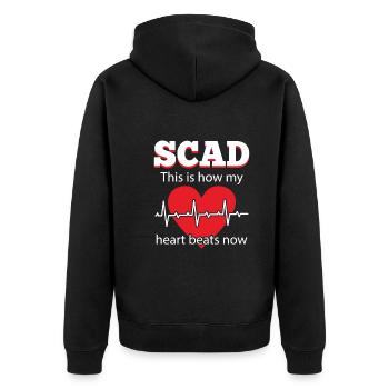 Scad My Heart Beats Now Heartbeat Heart Attack - Unisex Premium Organic Zip Hoodie - black - Back - Nico (187cm)