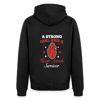 Strong Woman Surviving Heart Attack Heart Attack - Unisex Premium Organic Zip Hoodie - black - Back - Nico (187cm)