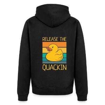 Release The Quackin Rubber Duck Yellow Retro Ducky - Unisex Premium Organic Zip Hoodie - black - Back - Nico (187cm)