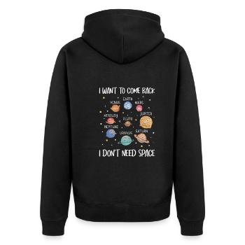 Pluto Planet I Want Come Back I Don't Need Space - Unisex Premium Bio Zip Hoodie - Schwarz - Hinten - Nico (187cm)