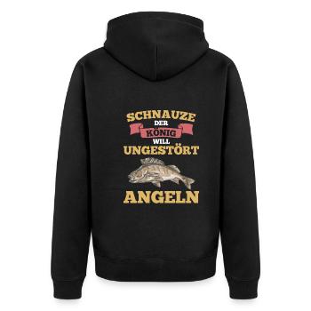 Angeln Rute König Männersport Geschenk - Unisex Premium Bio Zip Hoodie - Schwarz - Hinten - Nico (187cm)