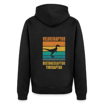 Velociraptor Distanceraptor Timeraptor Dinosaur - Unisex Premium Organic Zip Hoodie - black - Back - Nico (187cm)
