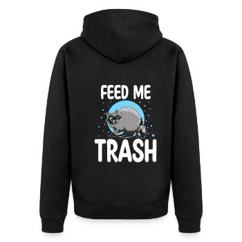 Feed Me Trash Funny Opossum Raccoon Gift - Unisex Premium Organic Zip Hoodie - black - Back - Nico (187cm)