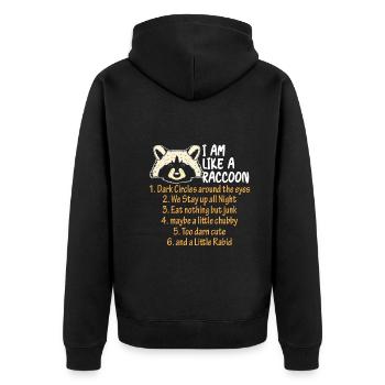 Raccoon Definition Rodent Pandas Possum - Unisex Premium Organic Zip Hoodie - black - Back - Nico (187cm)
