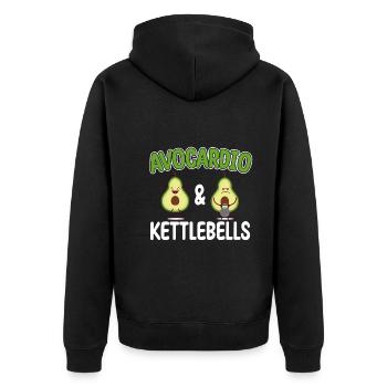 Kettlebell Cardio Avocardio & Kettlebells Vegan - Unisex Premium Organic Zip Hoodie - black - Back - Nico (187cm)