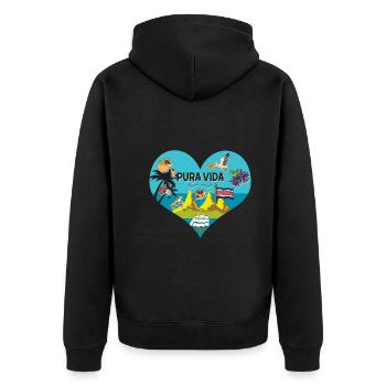 Pura Vida Heart Costa Rica Symbols South America - Unisex Premium Organic Zip Hoodie - black - Back - Nico (187cm)