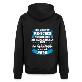 Vater Familienvater Wichtigsten Nennen Mich Papa - Unisex Premium Bio Zip Hoodie - Schwarz - Hinten - Nico (187cm)