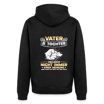 Vater & Tochter Herz Und Seele Partneroutfit - Unisex Premium Bio Zip Hoodie - Schwarz - Hinten - Nico (187cm)