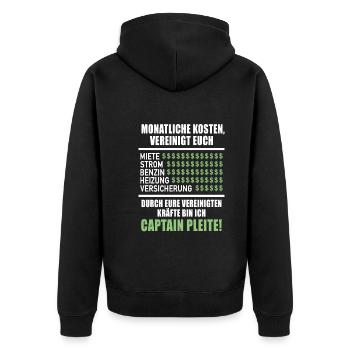 Monatliche Kosten Vereinigt Euch Miete Strom - Unisex Premium Bio Zip Hoodie - Schwarz - Hinten - Nico (187cm)