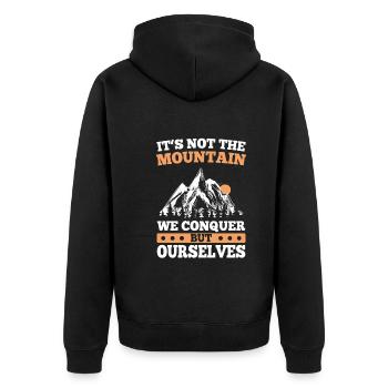 Mount Conquer Ourselves Hike Mountaineering - Unisex Premium Organic Zip Hoodie - black - Back - Nico (187cm)