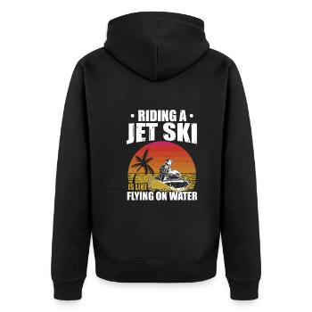 Riding A Jet Ski Flying On Water Summer Jet Boat - Unisex Premium Organic Zip Hoodie - black - Back - Nico (187cm)