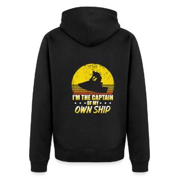 Retro Jetski Lustiges Jet Ski Captain Own Ship - Unisex Premium Bio Zip Hoodie - Schwarz - Hinten - Nico (187cm)