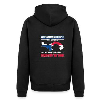 Panama People Are Strong Cut Our Country In Two - Unisex Premium Organic Zip Hoodie - black - Back - Nico (187cm)