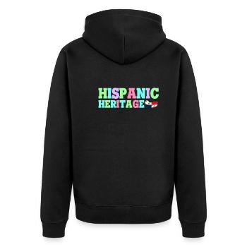 Hispanic Heritage Vintage Lateinamerika Geschenk - Unisex Premium Bio Zip Hoodie - Schwarz - Hinten - Nico (187cm)