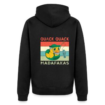 Lustige Ente Sprüche Gummiente Quack Quack Enten - Unisex Premium Bio Zip Hoodie - Schwarz - Hinten - Nico (187cm)