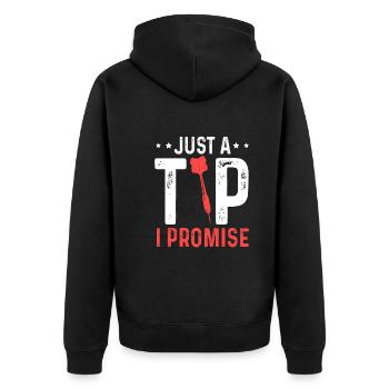 Just A Tip I Promise Darts Jersey Darts Team - Unisex Premium Organic Zip Hoodie - black - Back - Nico (187cm)