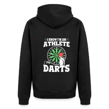Darts Sportsman Darts Player Athlete Play Darts - Unisex Premium Organic Zip Hoodie - black - Back - Nico (187cm)