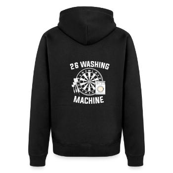 26 Waschmaschine Dart Dartsportler Dartspieler - Unisex Premium Bio Zip Hoodie - Schwarz - Hinten - Nico (187cm)