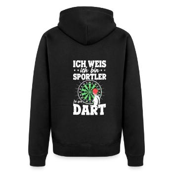 Dartverein Darts Training Ich Bin Dart Sportler - Unisex Premium Bio Zip Hoodie - Schwarz - Hinten - Nico (187cm)