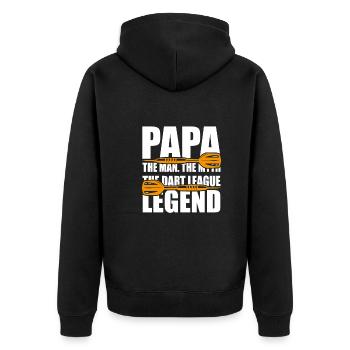 Papa Mann Mythos Dart Legende Dartspieler Vater - Unisex Premium Bio Zip Hoodie - Schwarz - Hinten - Nico (187cm)