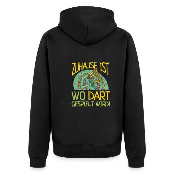 Zuhause Ist Wo Dart Gespielt Wird Darten Darts - Unisex Premium Bio Zip Hoodie - Schwarz - Hinten - Nico (187cm)