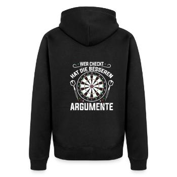 Dart Weisheit Checkt Besseren Argumente Geschenk - Unisex Premium Bio Zip Hoodie - Schwarz - Hinten - Nico (187cm)