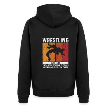 Vintage Wrestling Spruch Schaukampf Sportler - Unisex Premium Bio Zip Hoodie - Schwarz - Hinten - Nico (187cm)