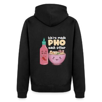 Pho Each Other Noodle Soup Relationship Love Soups - Unisex Premium Organic Zip Hoodie - black - Back - Nico (187cm)