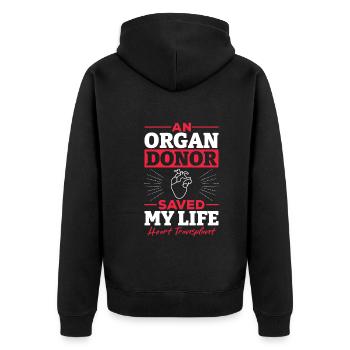 Herz Transplantation Organ Spender Geschenk - Unisex Premium Bio Zip Hoodie - Schwarz - Hinten - Nico (187cm)