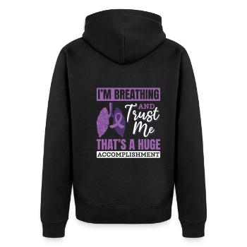 Lung Transplant Donor Lung Breathing Gift - Unisex Premium Organic Zip Hoodie - black - Back - Nico (187cm)