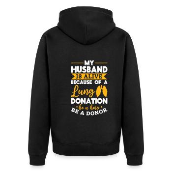 Lungen Spende Eheman Überlebt Spender Organ - Unisex Premium Bio Zip Hoodie - Schwarz - Hinten - Nico (187cm)