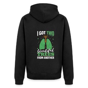 Lungenoperation Spender Lunge Transplantation - Unisex Premium Bio Zip Hoodie - Schwarz - Hinten - Nico (187cm)