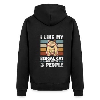 J’aime mon chat Bengal et peut-être 3 personnes - Veste à capuche bio Premium Unisexe - noir - Dos - Nico (187cm)