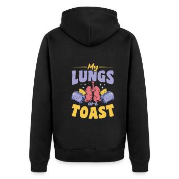 My Lungs Are Toast Lungen Transplantation Kawaii - Unisex Premium Bio Zip Hoodie - Schwarz - Hinten - Nico (187cm)