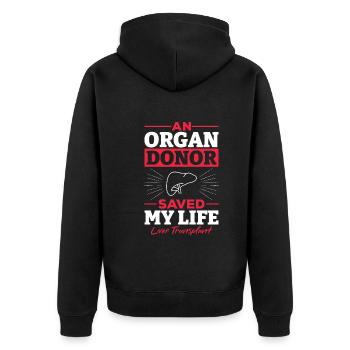 Organ Donor Saves Lives Liver Transplant - Unisex Premium Organic Zip Hoodie - black - Back - Nico (187cm)